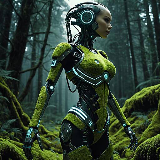 Glyphpunk Female Cyborg Portrait Illustration