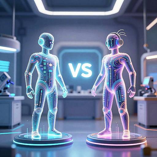 Abstract AI Entities in Neon Lab