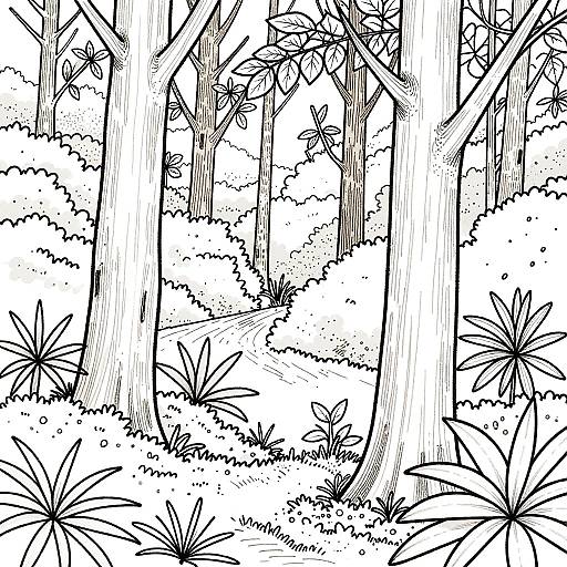 Minimalistic Nature Outline Drawing