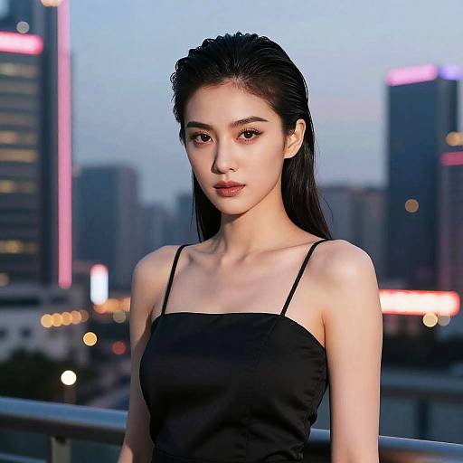 Modern West Asian Woman in Neon City