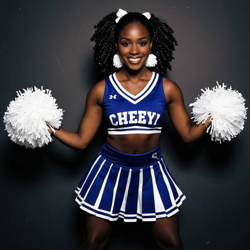 Dark-skinned Cheerleader in Blue Uniform