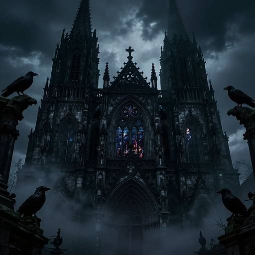 Haunting Gothic Cathedral in Shadows