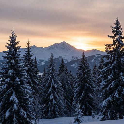 Sunset Serenity Over Snowy Peaks