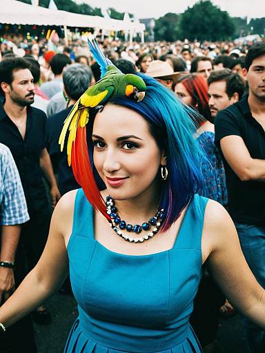 Colorful Party Parrot Woman Crowd