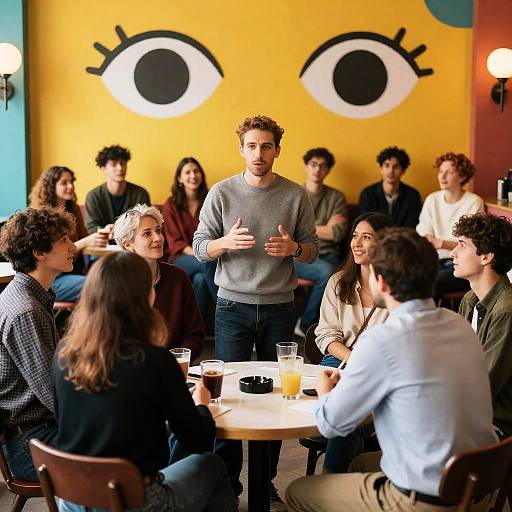 Vibrant Café Scene with Diverse Group