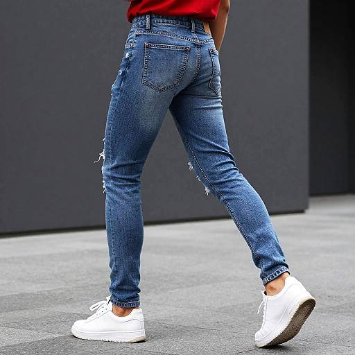 Dynamic Urban Style in Tight Jeans