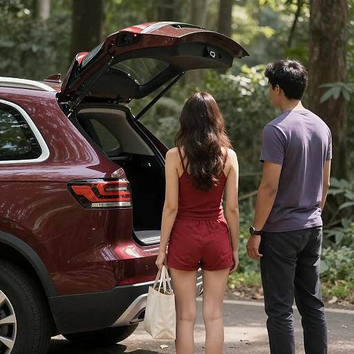 Sunlit SUV Adventure in the Forest