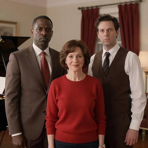 Three People Standing in Living Room