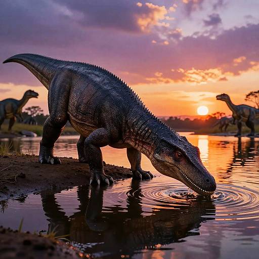 Majestic Dinosaur Sunset Scene