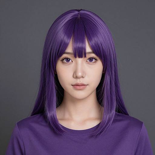 Woman with Purple Costume Wig