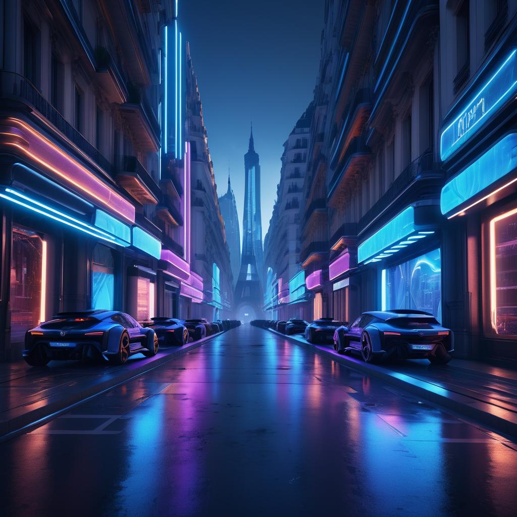 Futuristic Parisian Street in 8K Detail