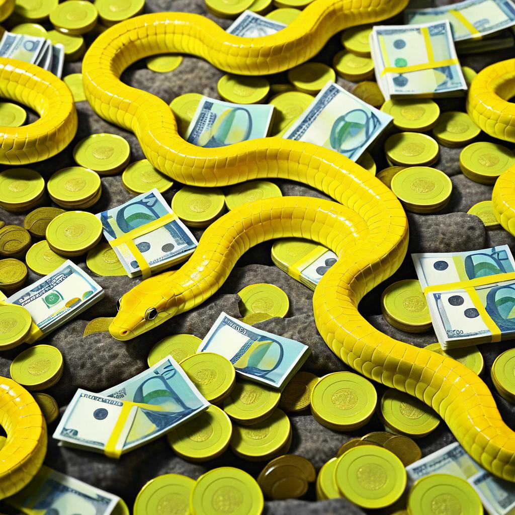 Realistic Yellow-Bellied Sea Snake with Money