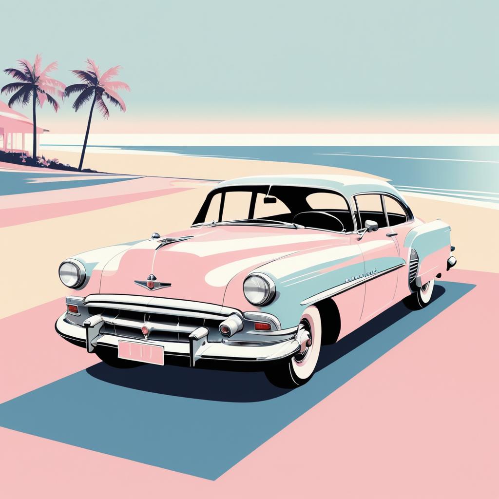 Vintage Coastal Car Poster Design