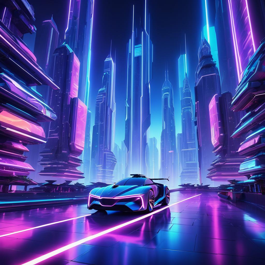 Futuristic Cityscape with Neon Lights