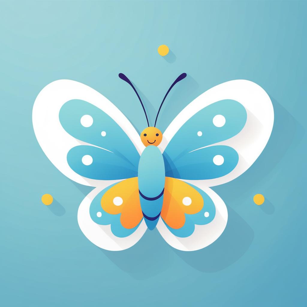 Adorable Cartoon Butterfly with Joyful Face