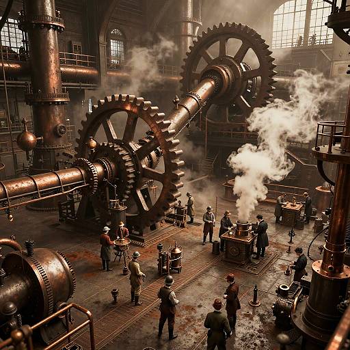 Steampunk Factory Battlemaps with Engineers