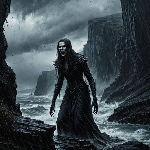 Tormented Banshee Lurking on Stormy Cliffs
