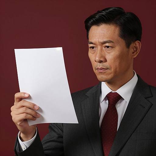 Focused Man in Dark Pinstripe Suit