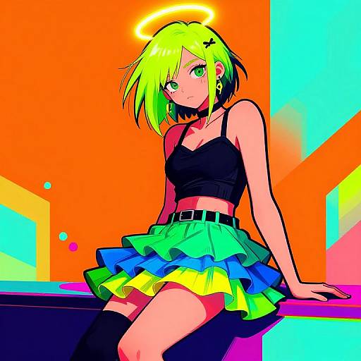 Neon Pop Art Rebel Girl