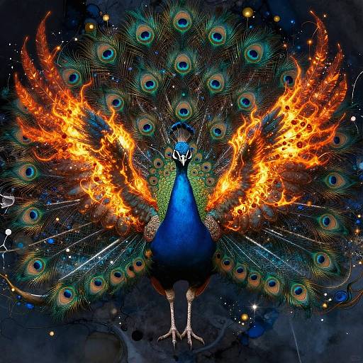 Ethereal Peacock Guardian in Magic Realism