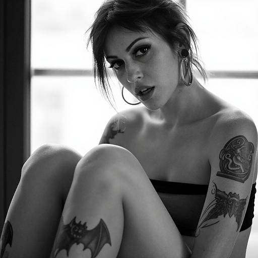 Edgy Black and White Tattooed Woman