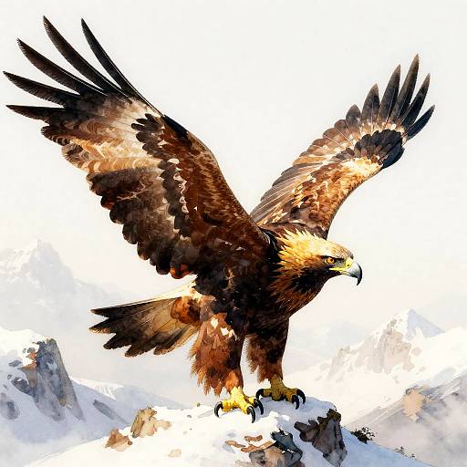 Mighty Golden Eagle on Snowy Mountain Peak