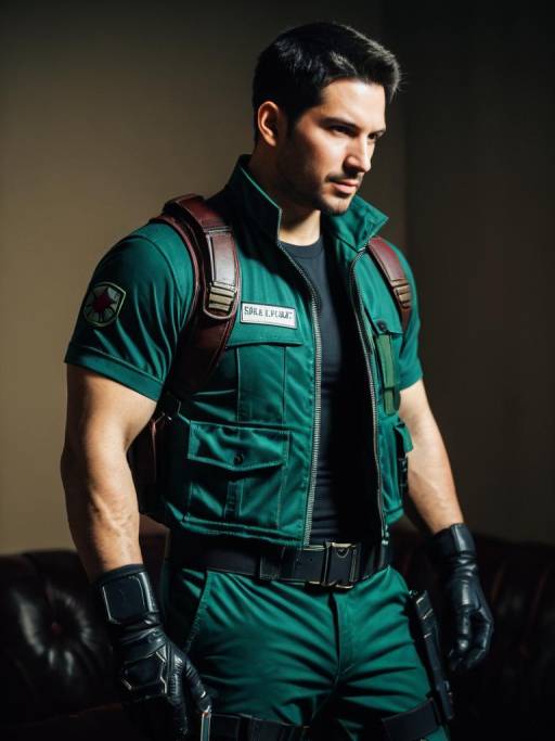 Man Cosplaying Chris Redfield Costume
