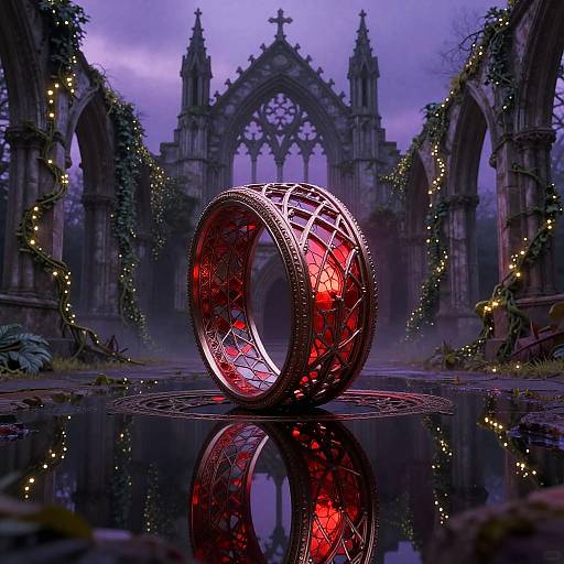 Gothic Crimson Stained Glass Fantasy