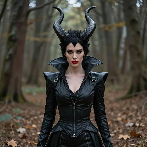 Confident Woman in Fantasy Leather Attire