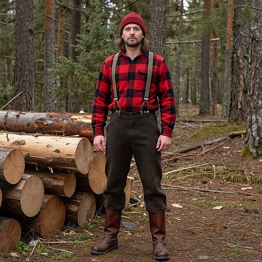 Classic Lumberjack Portrait in Forest