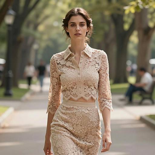 Elegant Woman in Lace Skirt Portrait