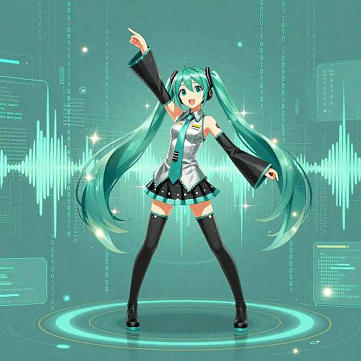 Hatsune Miku Futuristic Digital Wallpaper