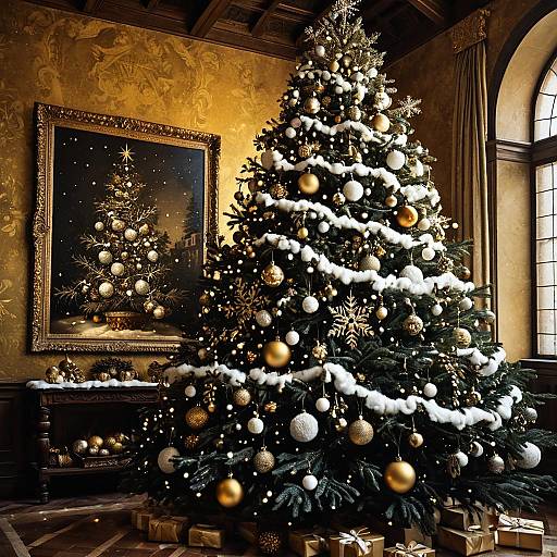 Renaissance Christmas Tree with Cotton Snowflakes