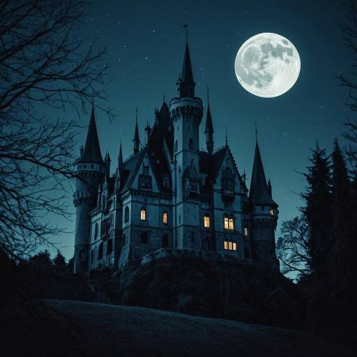 Serene Gothic Castle Under Moonlight