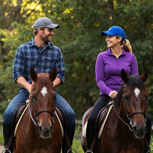 Joyful Horseback Ride Through the Forest