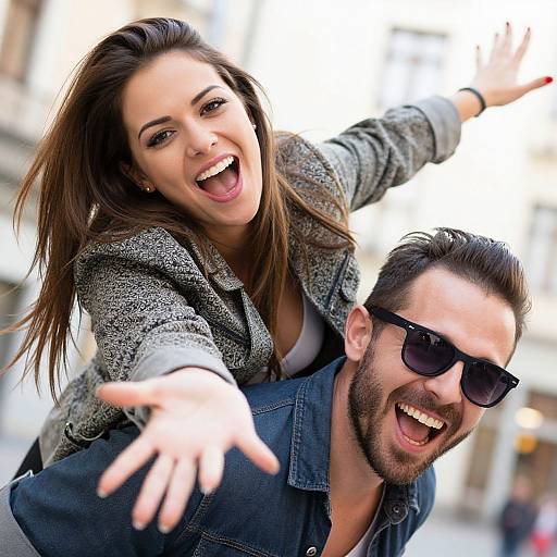 Joyful Candid Couple Outdoors