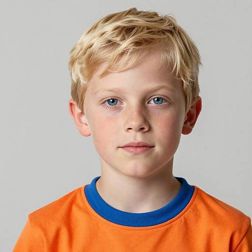 Blonde Boy in Orange Shirt