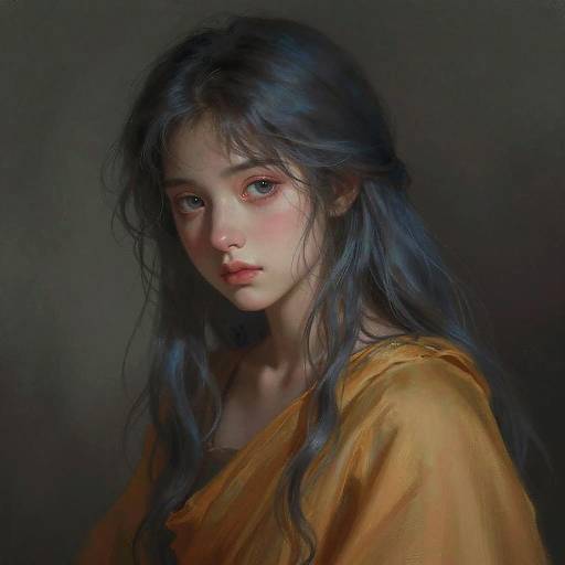 Saffron Clad Girl in Soft Diffused Light