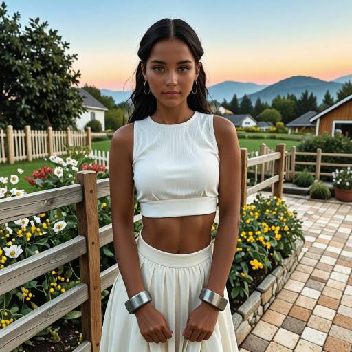Serene Girl in Suburban Backyard