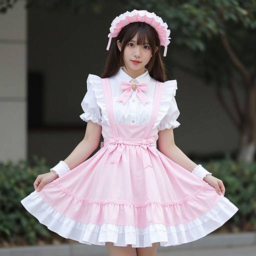 Pink French Maid Costume Outfit