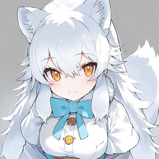 Illustration of Arctic fox (kemono friends), kemono friends in the style of Kou mashiro