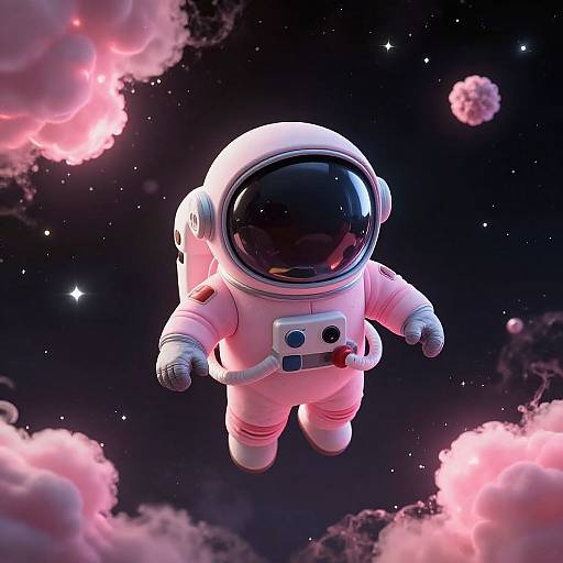 Pink Pepe Astronaut in Dreamy Space