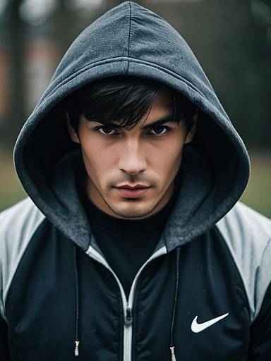 Sporty Hooded Jacket Male Portrait