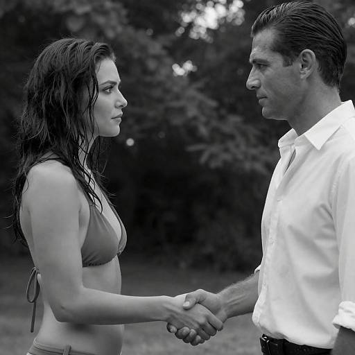 Intense Handshake: A Black-and-White Capture