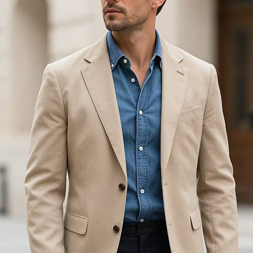 Stylish Man in Beige Blazer
