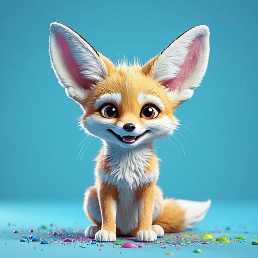 Cute 3D Render of Baby Fennec Fox