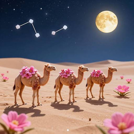 Candy-Coated Camels in Whimsical Desert