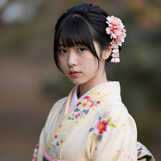 Realistic Japanese Woman in Kimono