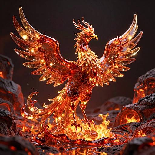 Molten Glass Phoenix in Lava Valley
