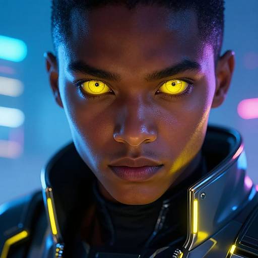 Cyberpunk Character with Neon Armor